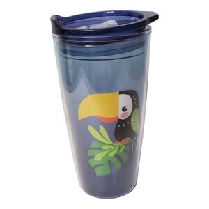 Garden Party Tucan Plastic Double Wall Tumbler Lidded BPA Free New
